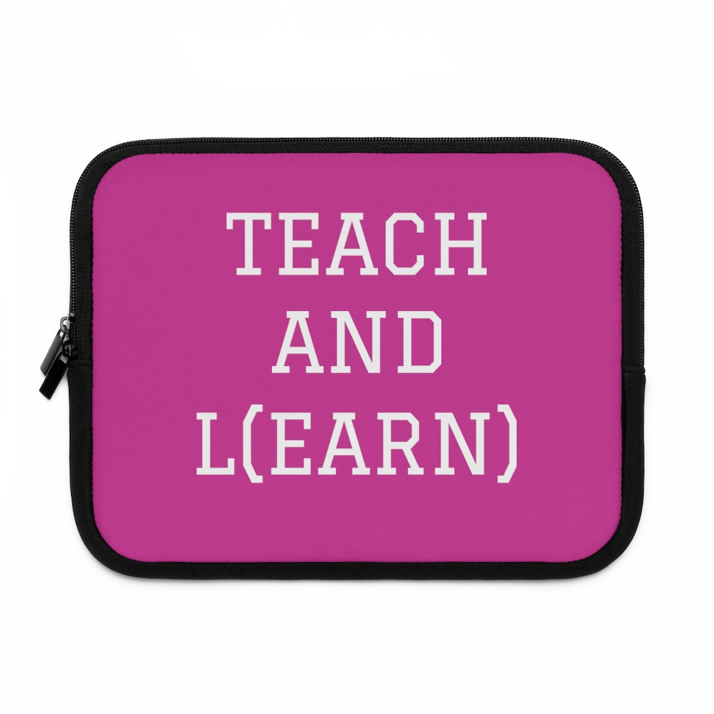 TEACH AND L(EARN) Laptop Sleeve (Pink/White) - EDU HUSTLE