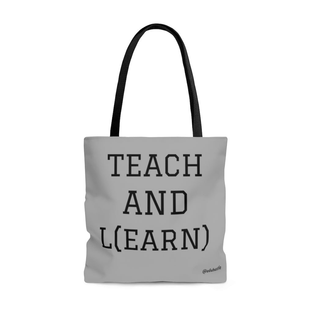 TEACH AND L(EARN) Tote Bag (Grey/Black) - EDU HUSTLE