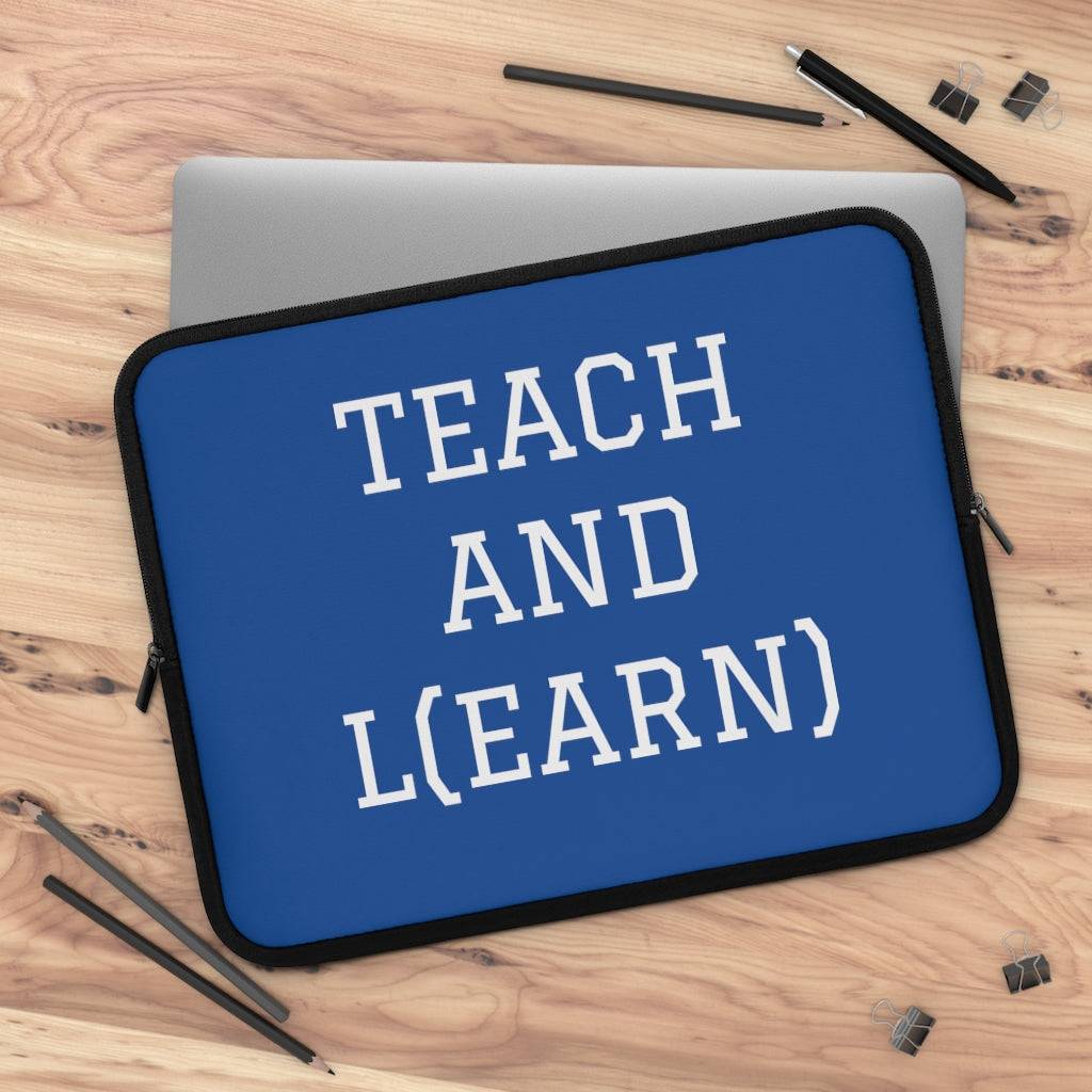 TEACH AND L(EARN) Laptop Sleeve (Blue/White) - EDU HUSTLE